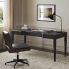 Four Hands Claude Desk in Distressed Black Oak Veneer in an office at Addison West