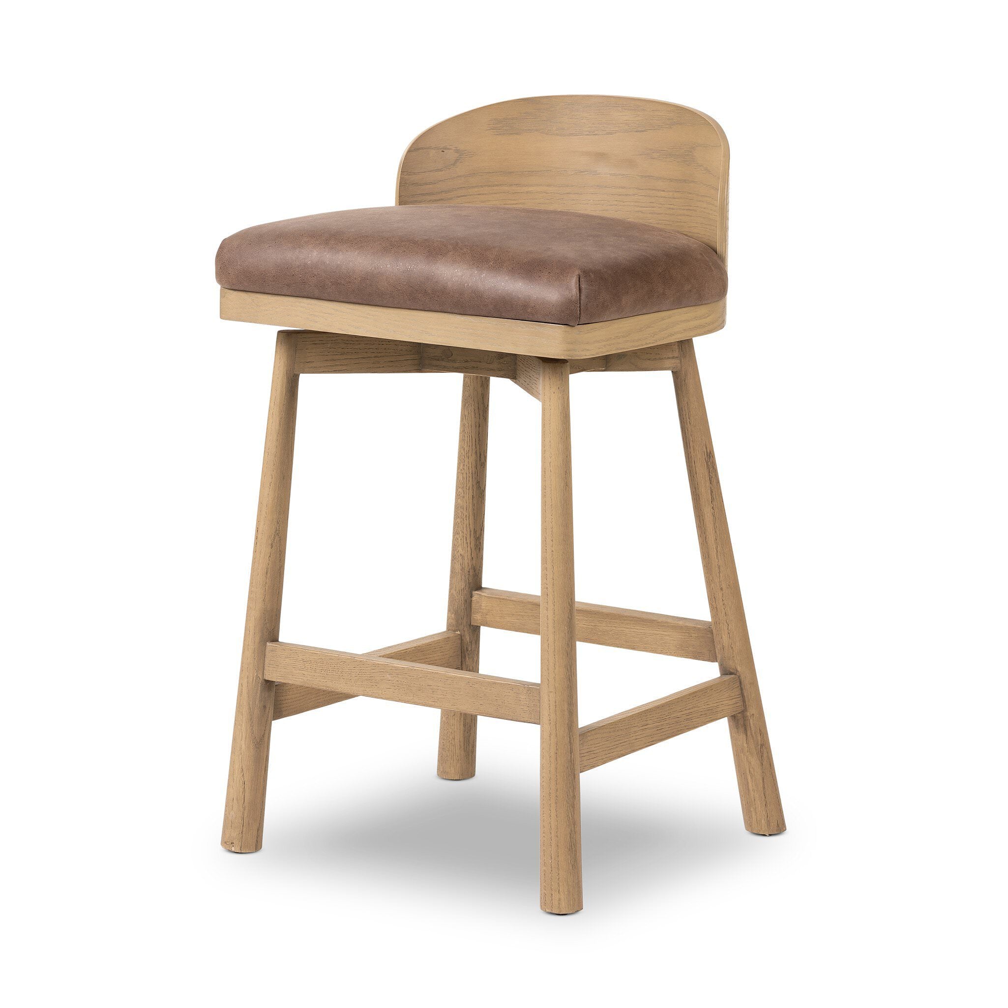 Four Hands Cloris Swivel Counter Stool in Palermo Cigar on white background at Addison West.