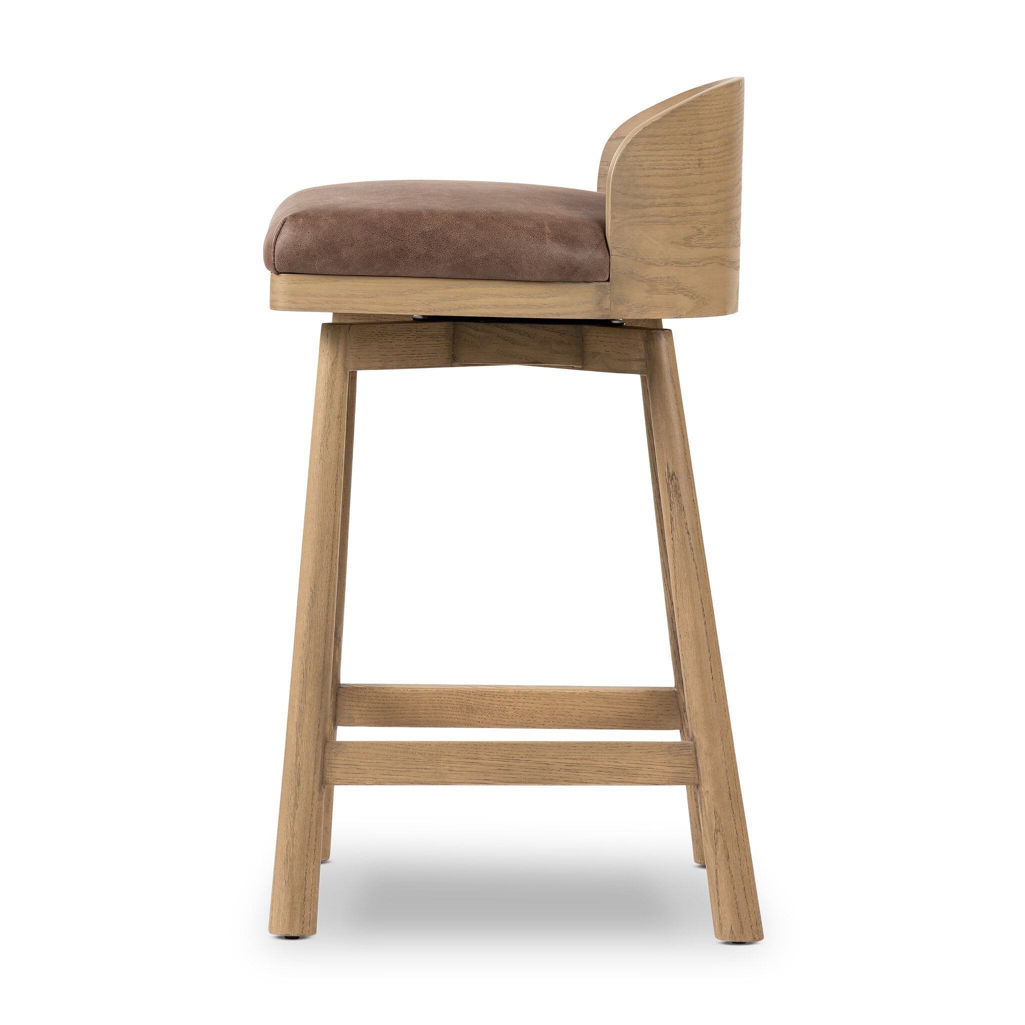 Four Hands Cloris Swivel Counter Stool in Palermo Cigar on white background at Addison West.