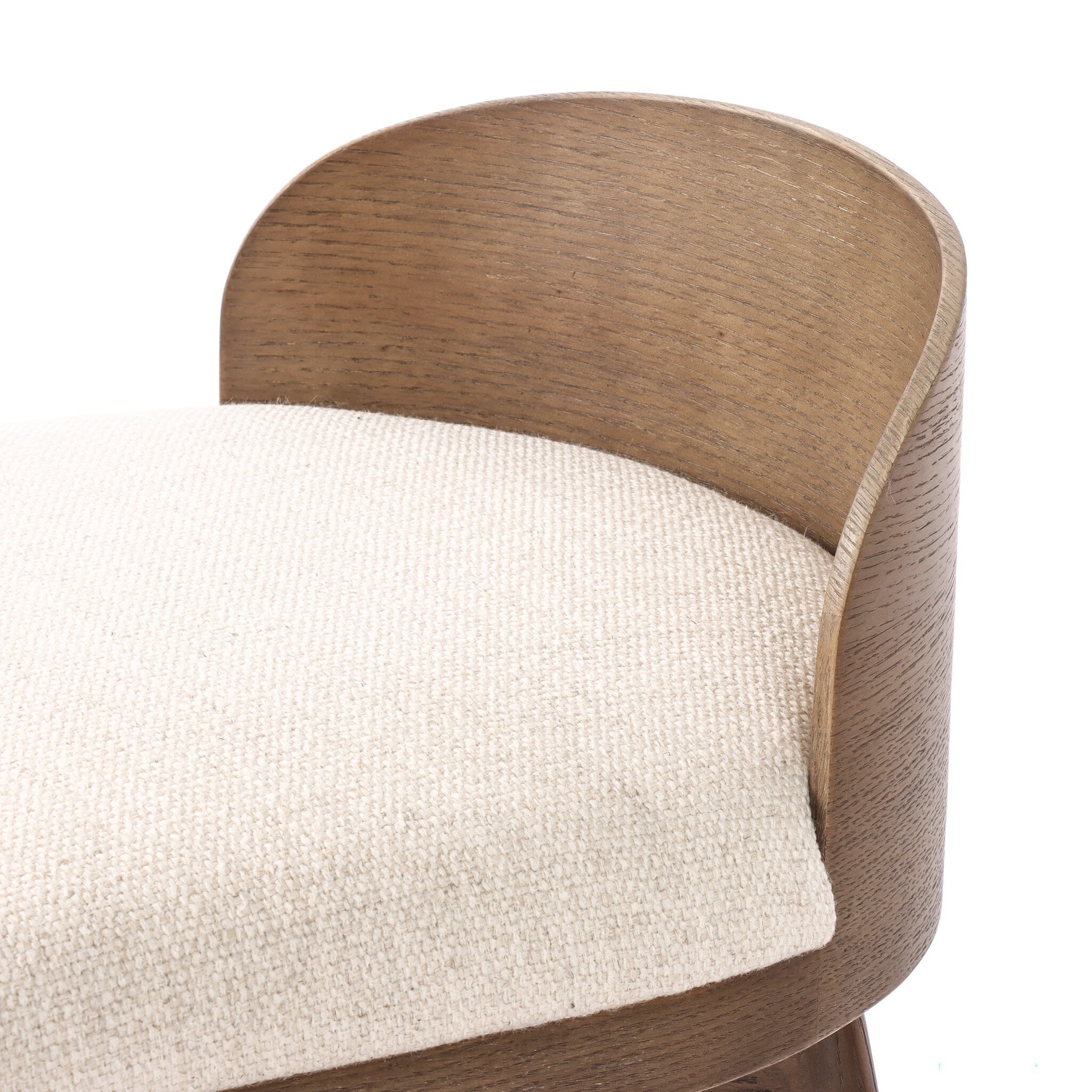 Close up of Four Hands Cloris Swivel Counter Stool in Thames Cream on white background at Addison West.