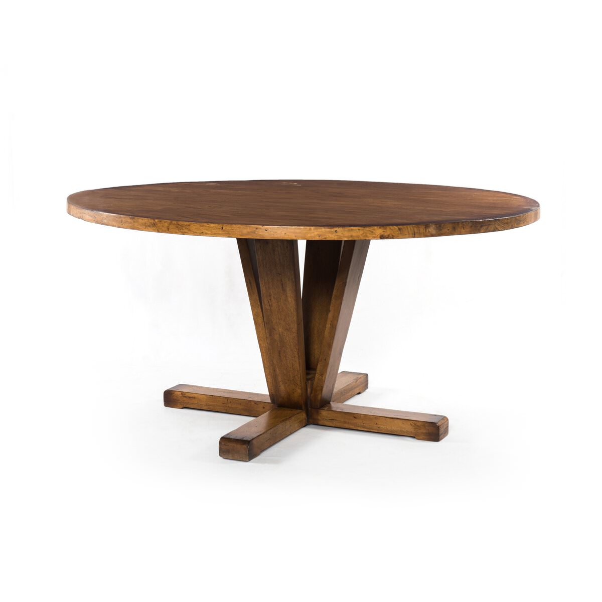 Four Hands Cobain Round 60" Dining Table in Reclaimed Mango on a white background