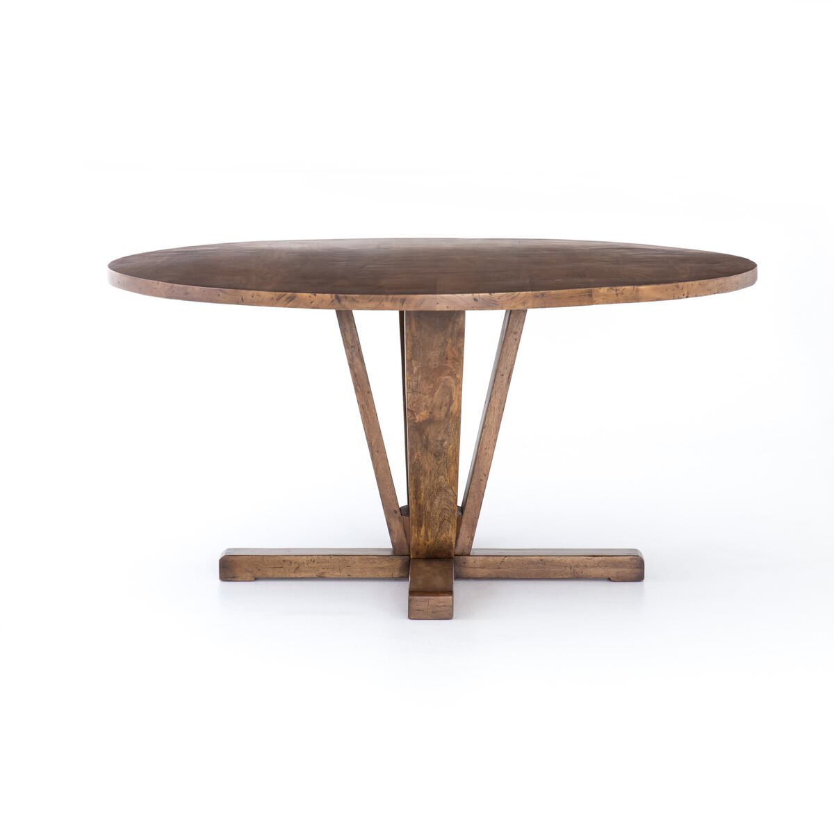 Four Hands Cobain Round 60" Dining Table in Reclaimed Mango on a white background