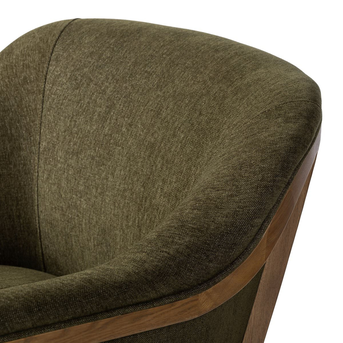 Close up of Four Hands Colston Chair in Sutton Olive on a white background at Addison West