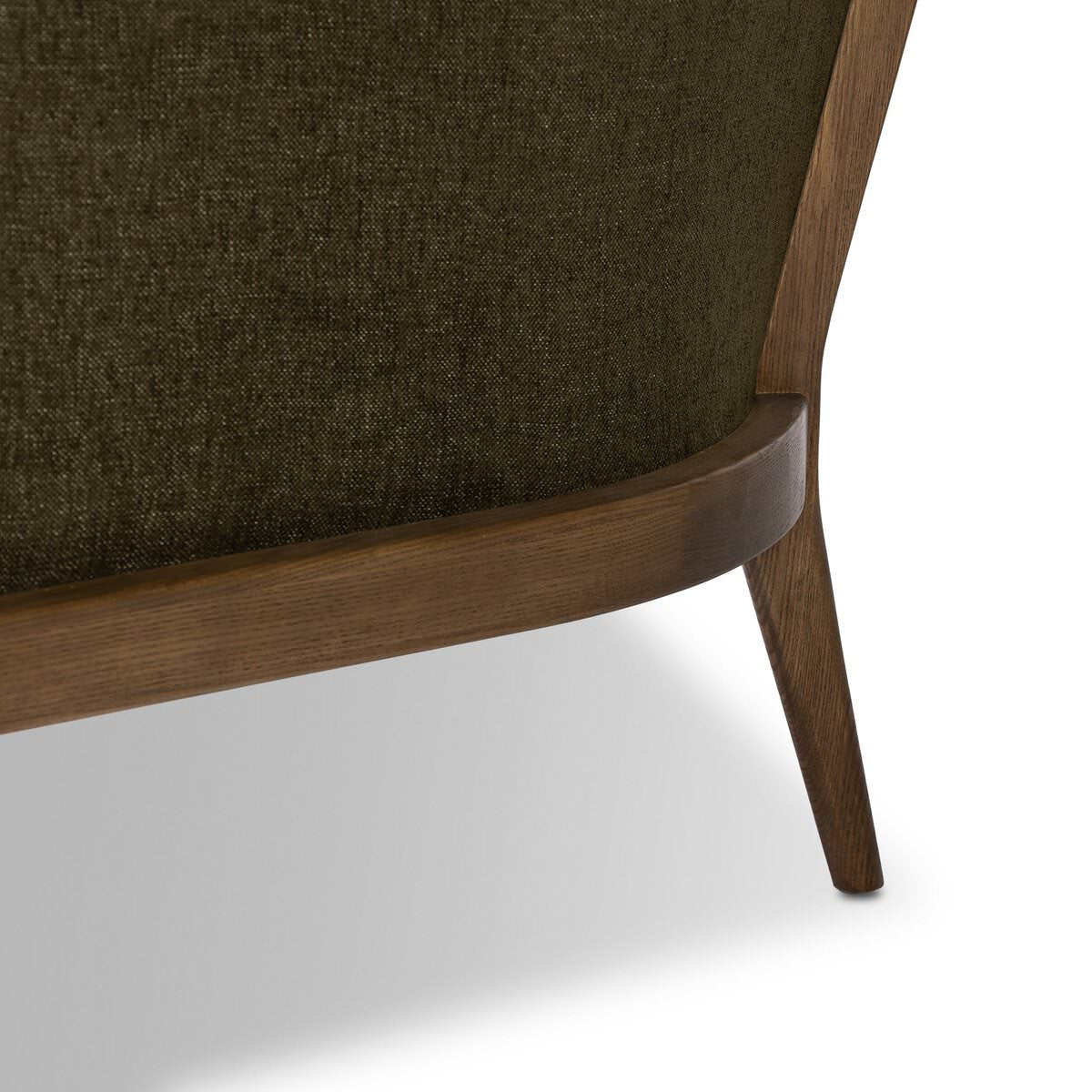 Close up of Four Hands Colston Chair in Sutton Olive on a white background at Addison West