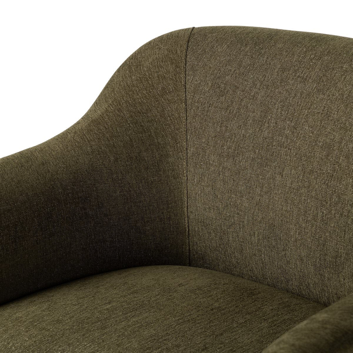 Close up of Four Hands Colston Chair in Sutton Olive on a white background at Addison West