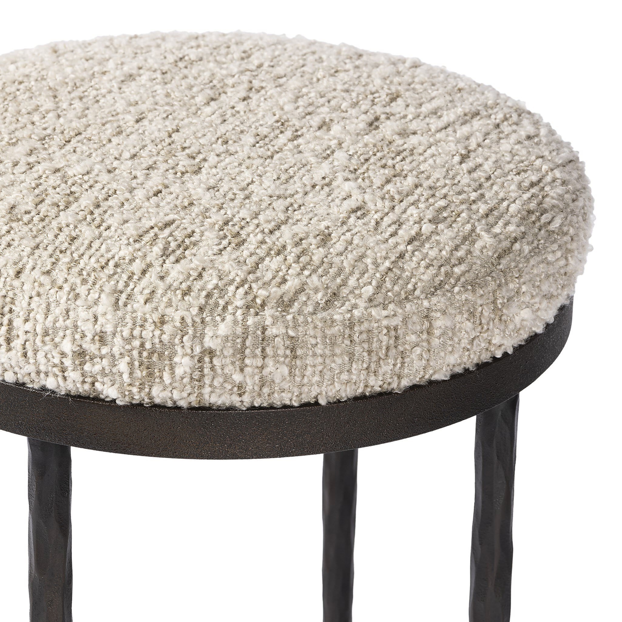 Close up of Four Hands Corinne Counter Stool in Ivan Stone on white background at Addison West.