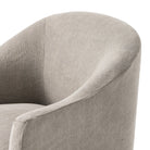 Close up of Four Hands Cove Dining Chair With Casters in Heather Twill Stone on a white background