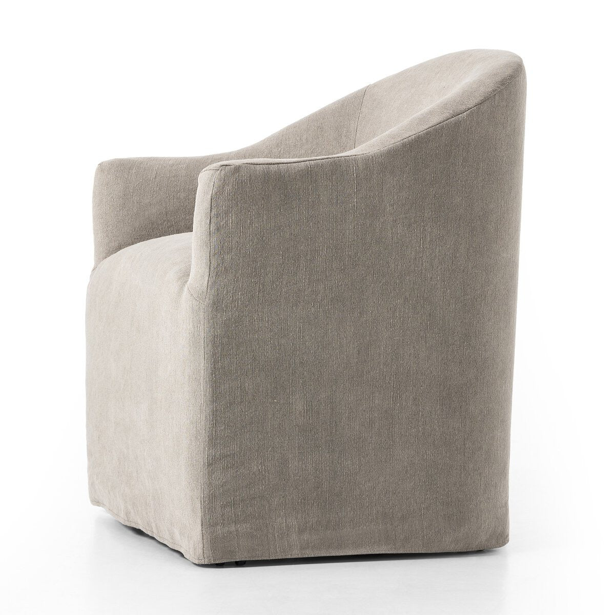 Four Hands Cove Dining Chair With Casters in Heather Twill Stone on a white background