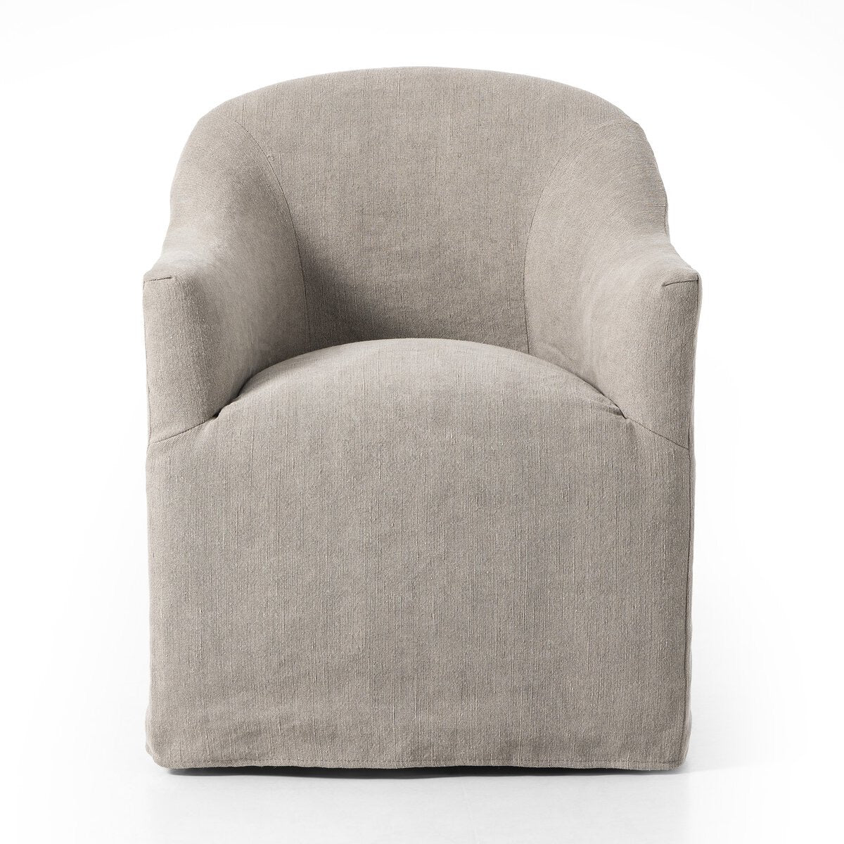 Four Hands Cove Dining Chair With Casters in Heather Twill Stone on a white background
