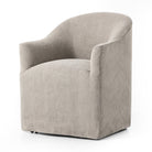 Four Hands Cove Dining Chair With Casters in Heather Twill Stone on a white background