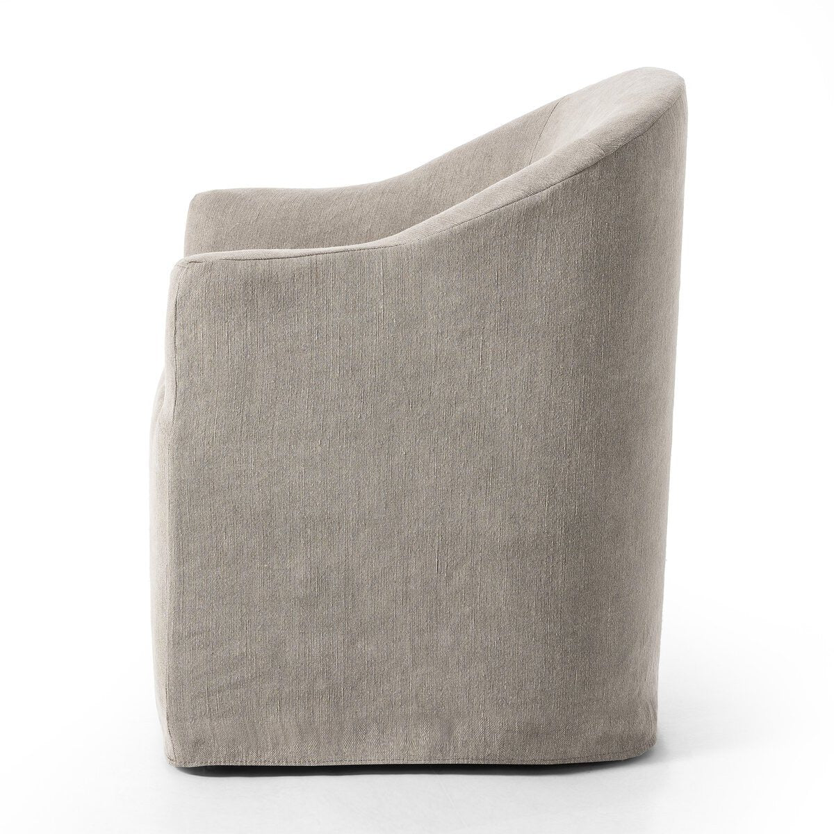 Four Hands Cove Dining Chair With Casters in Heather Twill Stone on a white background