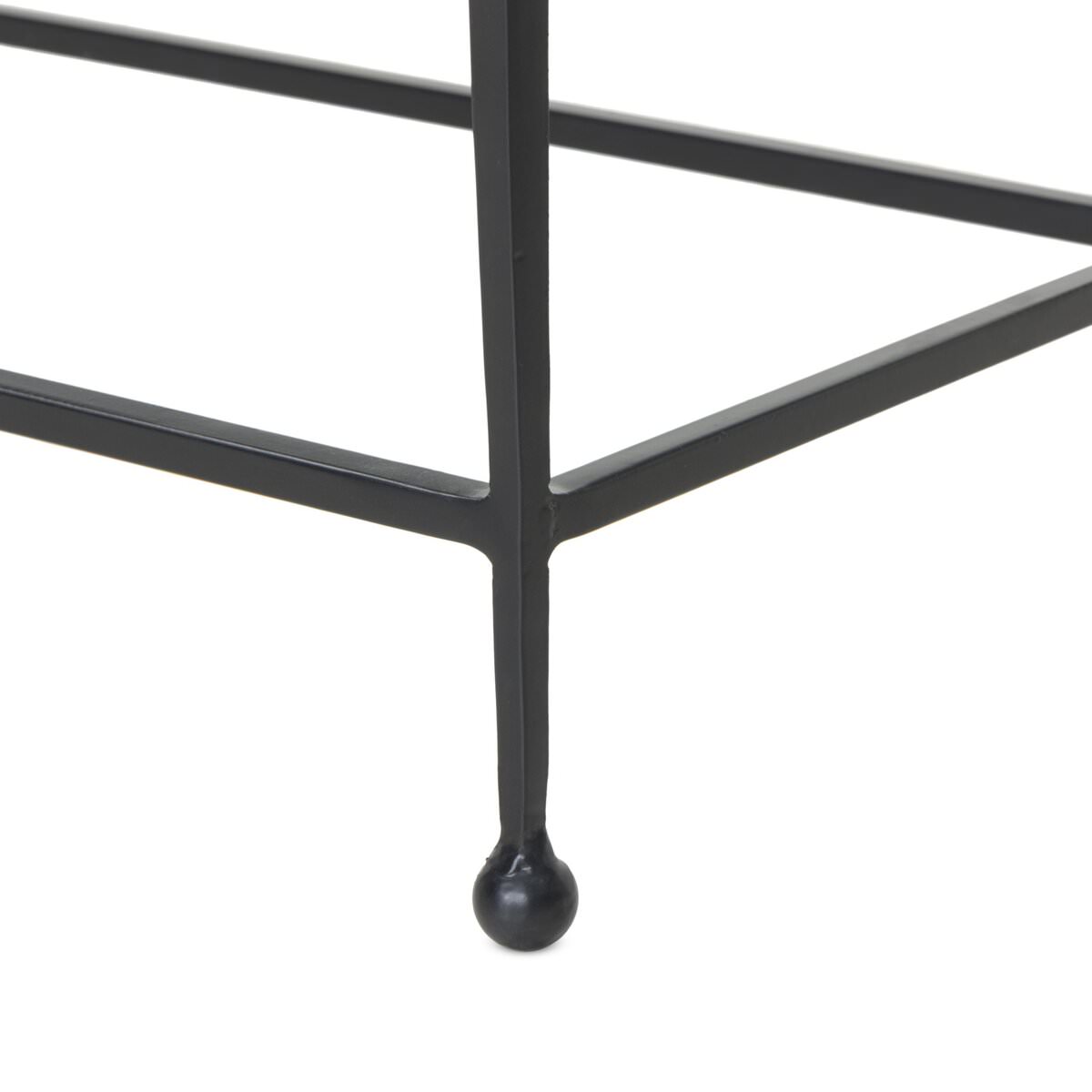 Close up of Four Hands Dalston Cast Glass Console Table in Smoked Black Cast Glass on a white background at Addison West