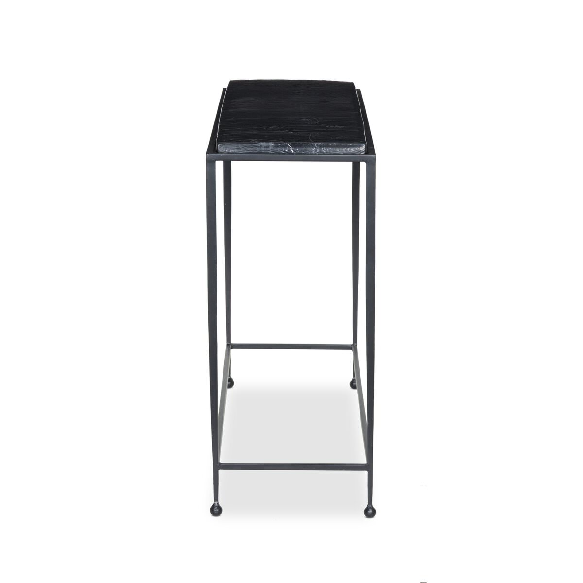 Side of Four Hands Dalston Cast Glass Console Table in Smoked Black Cast Glass on a white background at Addison West