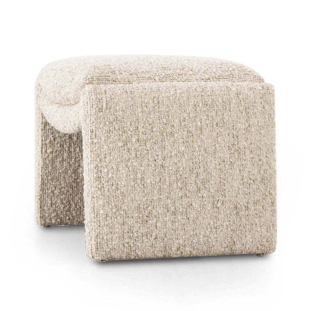 Four Hands Daniel Ottoman in Ivan Sand on a white background at Addison West