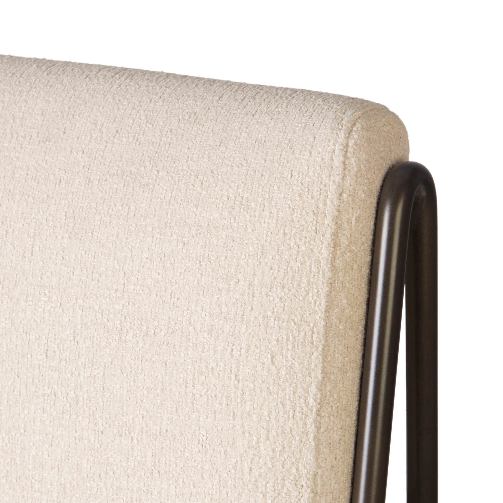 Close up of Four Hands Decker Counter Stool in Crypton Wayfarer Snow on white background at Addison West.