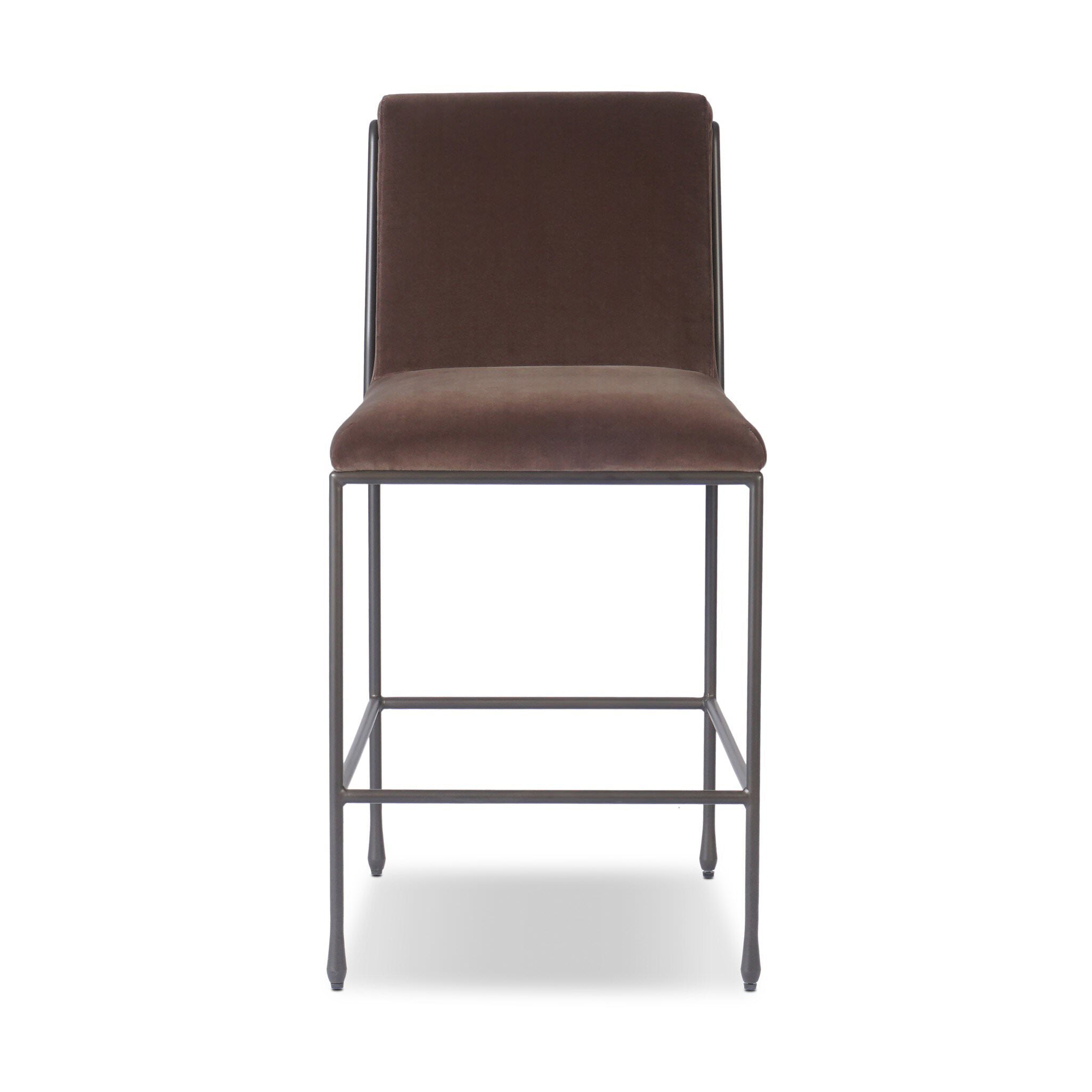 Four Hands Decker Counter Stool in Surrey Mink on white background at Addison West.