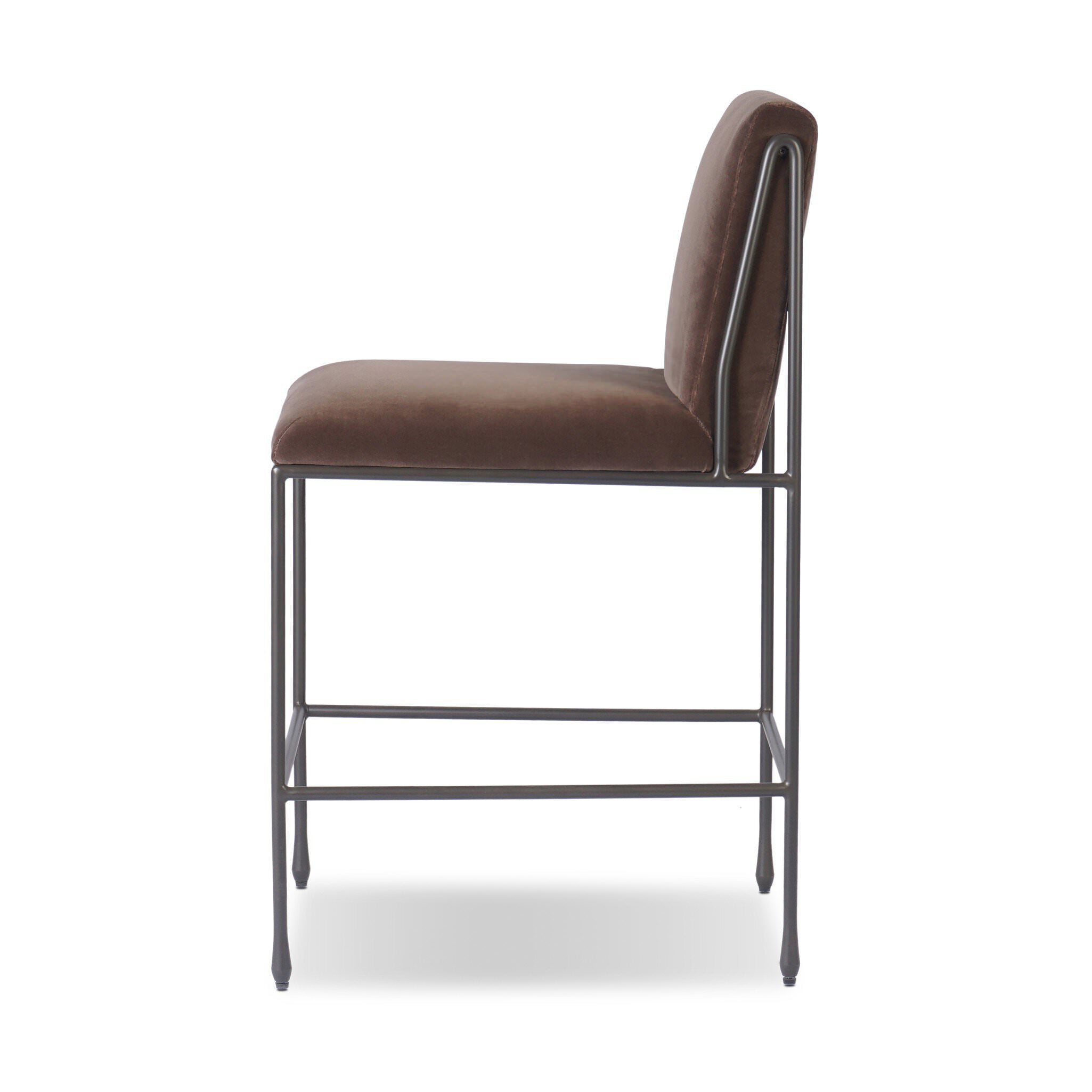 Four Hands Decker Counter Stool in Surrey Mink on white background at Addison West.