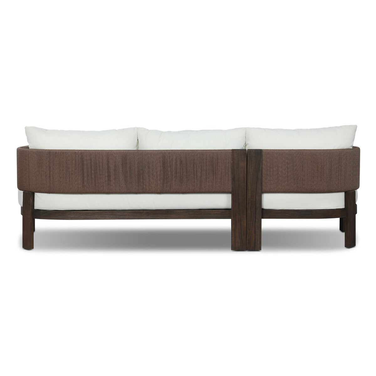Back of Four Hands Delancy Outdoor 2-Piece Sectional with Left Chaise in Arashi Salt on a white background at Addison West