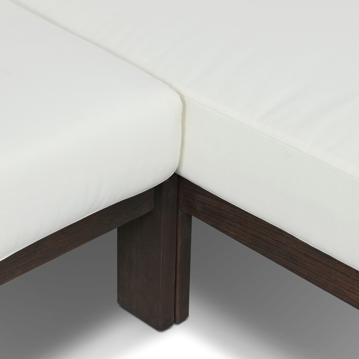 Close up of Four Hands Delancy Outdoor 2-Piece Sectional with Right Chaise in Arashi Salt on a white background at Addison West