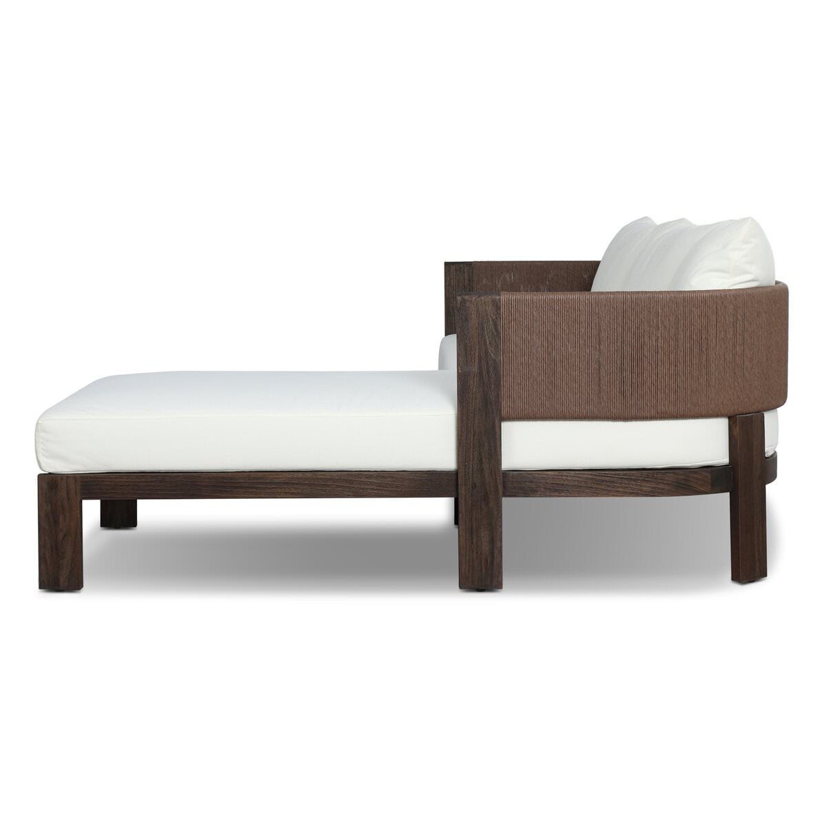 Side of Four Hands Delancy Outdoor 2-Piece Sectional with Right Chaise in Arashi Salt on a white background at Addison West