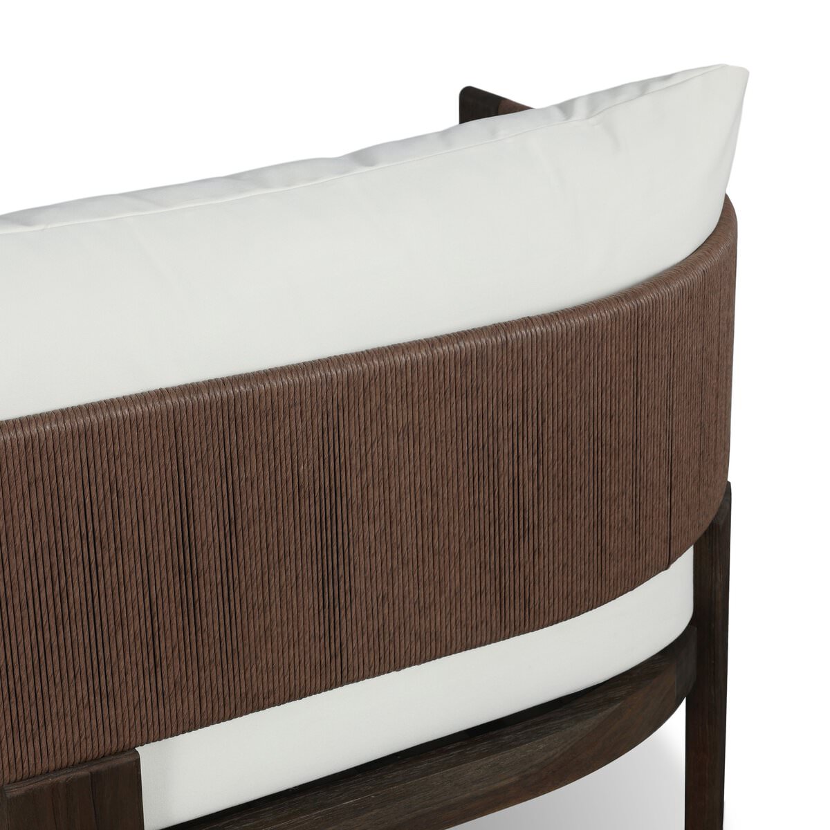 Close up of Four Hands Delancy Outdoor Sofa in Arashi Salt on a white background at Addison West