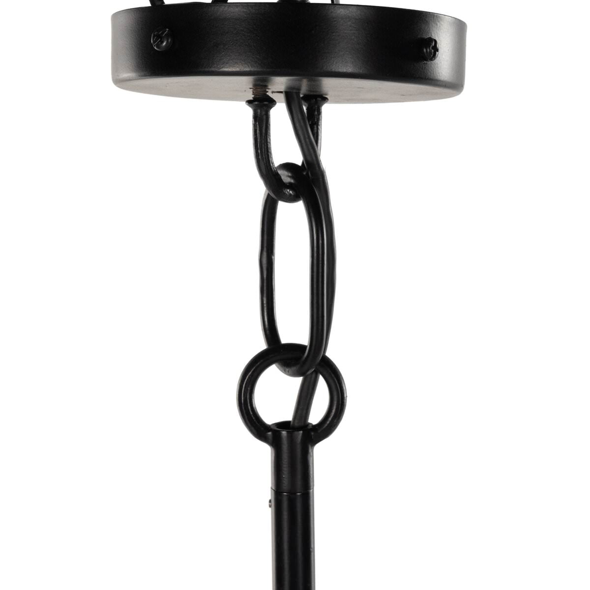 Close up of Four Hands Dodie Linear Chandelier in Jet Black on a white background