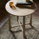 Close up of Four Hands Dupree End Table in Washed Oak in a living room at Addison West