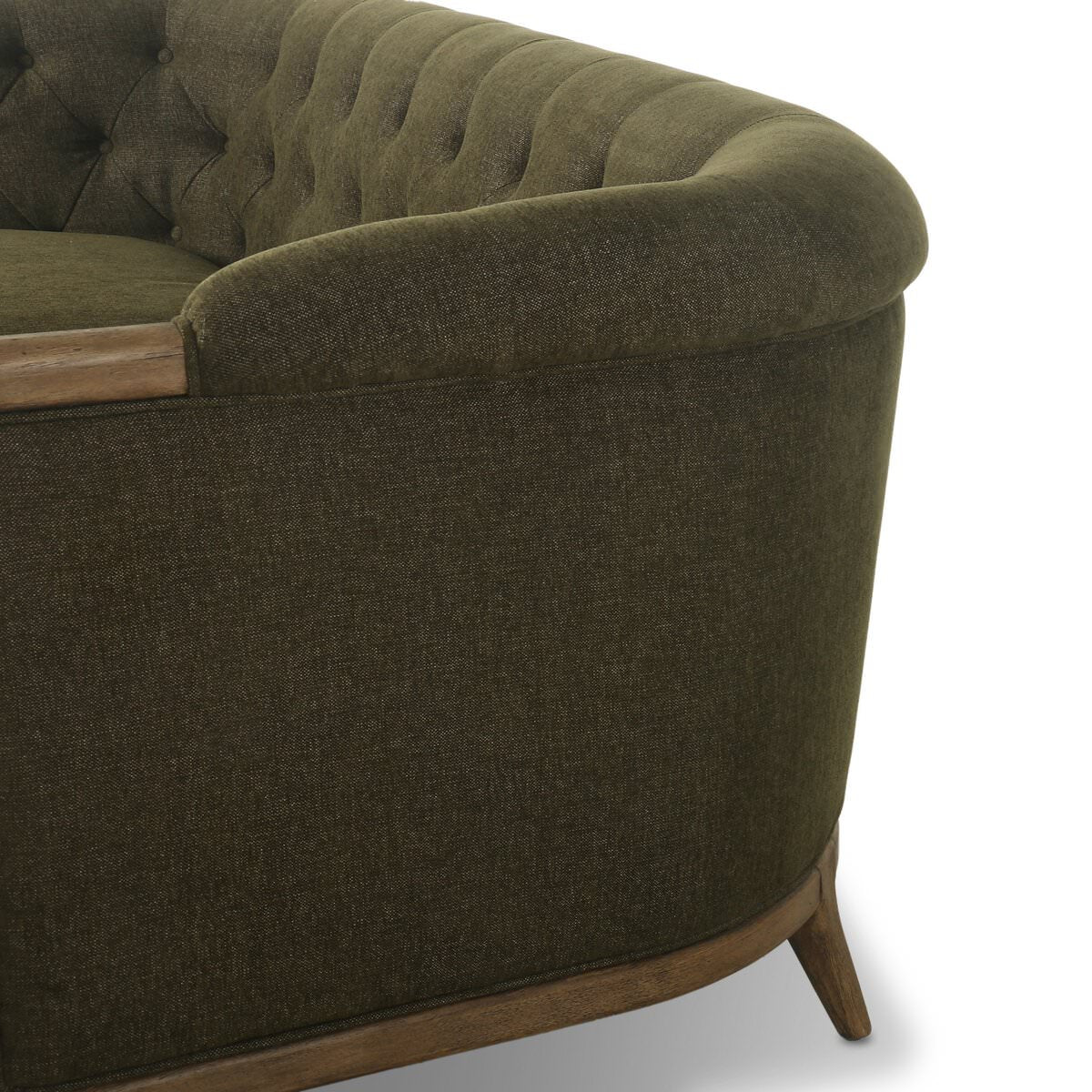 Close up of Four Hands Ellsworth Sofa in Sutton Olive on a white background at Addison West