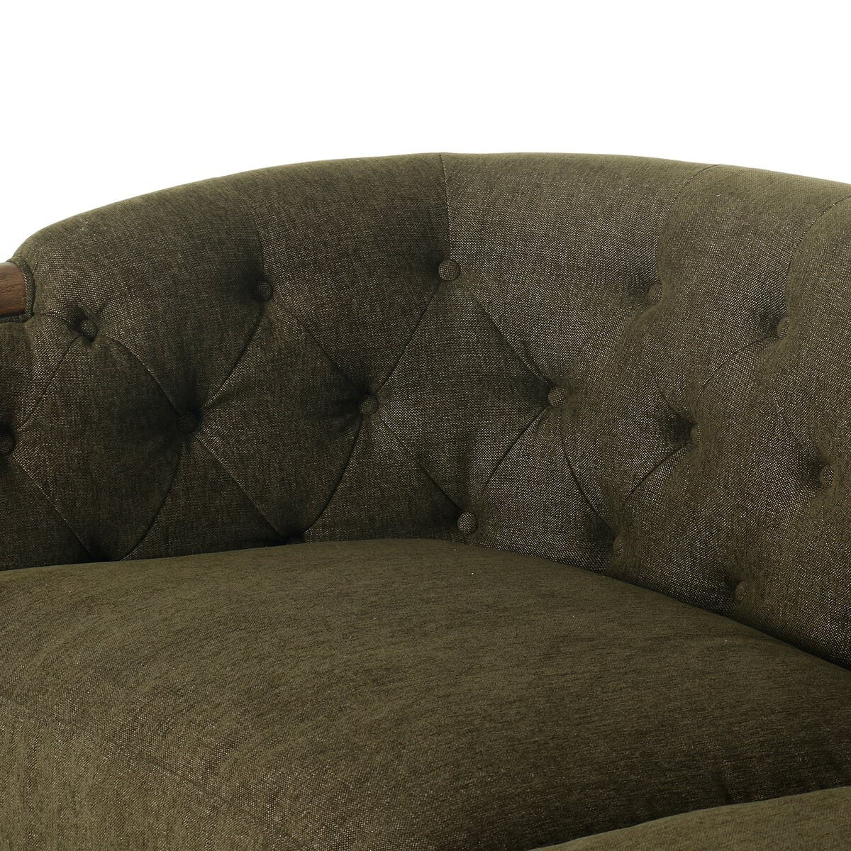 Close up of Four Hands Ellsworth Sofa in Sutton Olive on a white background at Addison West