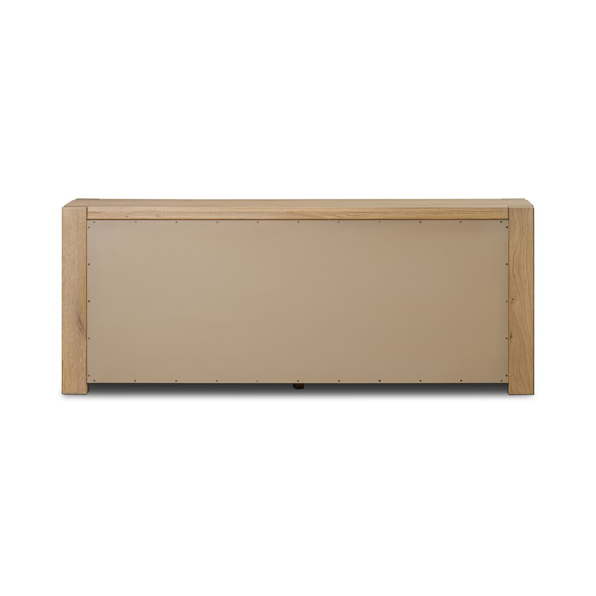 Back of Four Hands Emmer 6 Drawer Dresser in Aged Smoked Oak Veneer on a white background at Addison West