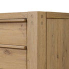 Close up of Four Hands Emmer 6 Drawer Dresser in Aged Smoked Oak Veneer on a white background at Addison West