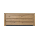 Four Hands Emmer 6 Drawer Dresser in Aged Smoked Oak Veneer on a white background at Addison West