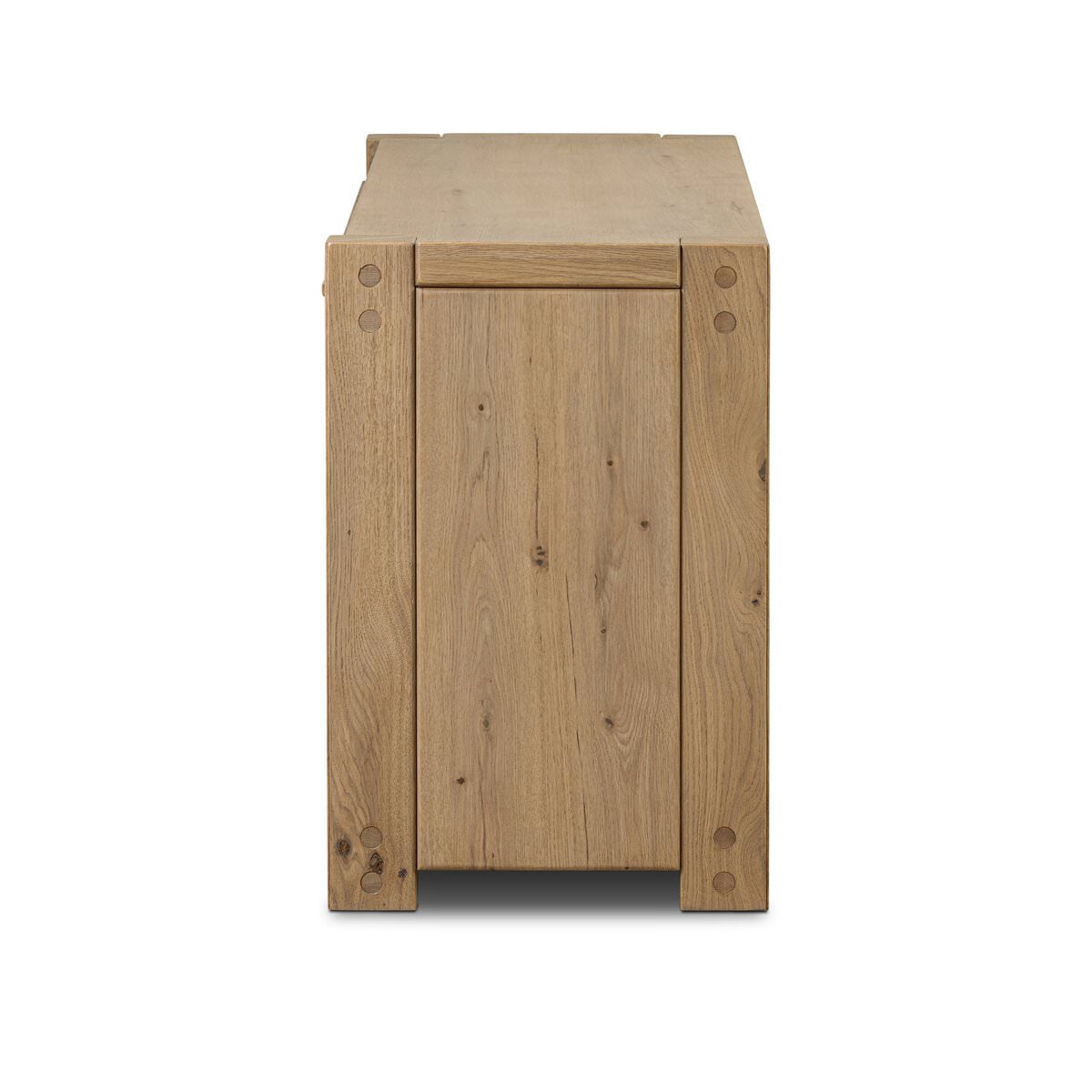 Side of Four Hands Emmer 6 Drawer Dresser in Aged Smoked Oak Veneer on a white background at Addison West