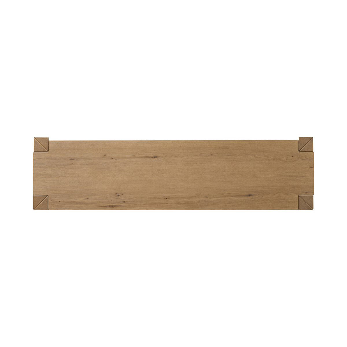 Top of Four Hands Emmer 6 Drawer Dresser in Aged Smoked Oak Veneer on a white background at Addison West
