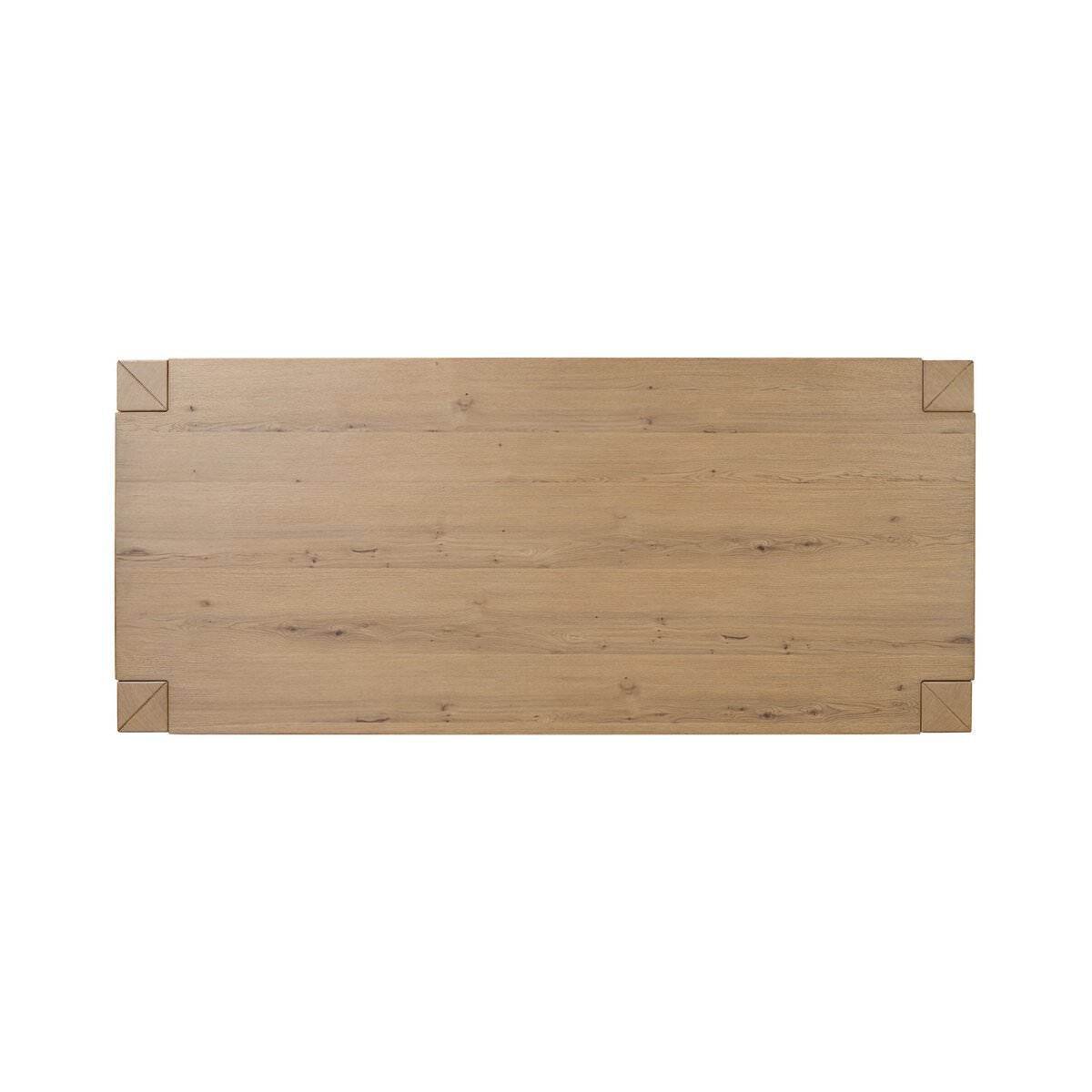 Top of Four Hands Emmer Dining Table in Aged Smoked Oak on a white background at Addison West