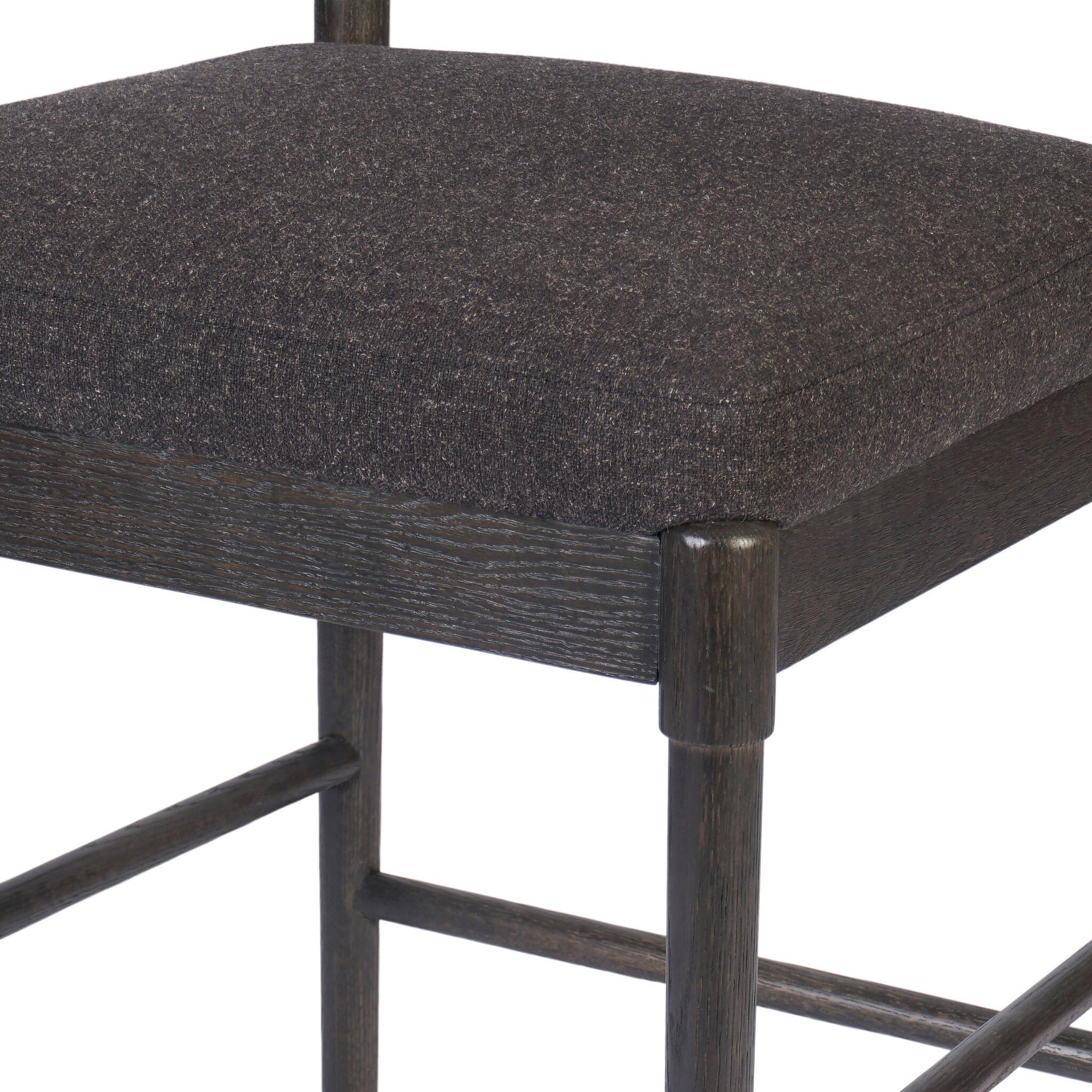 Close up of Four Hands Esther Counter Stool in Antwerp Noir on white background at Addison West.