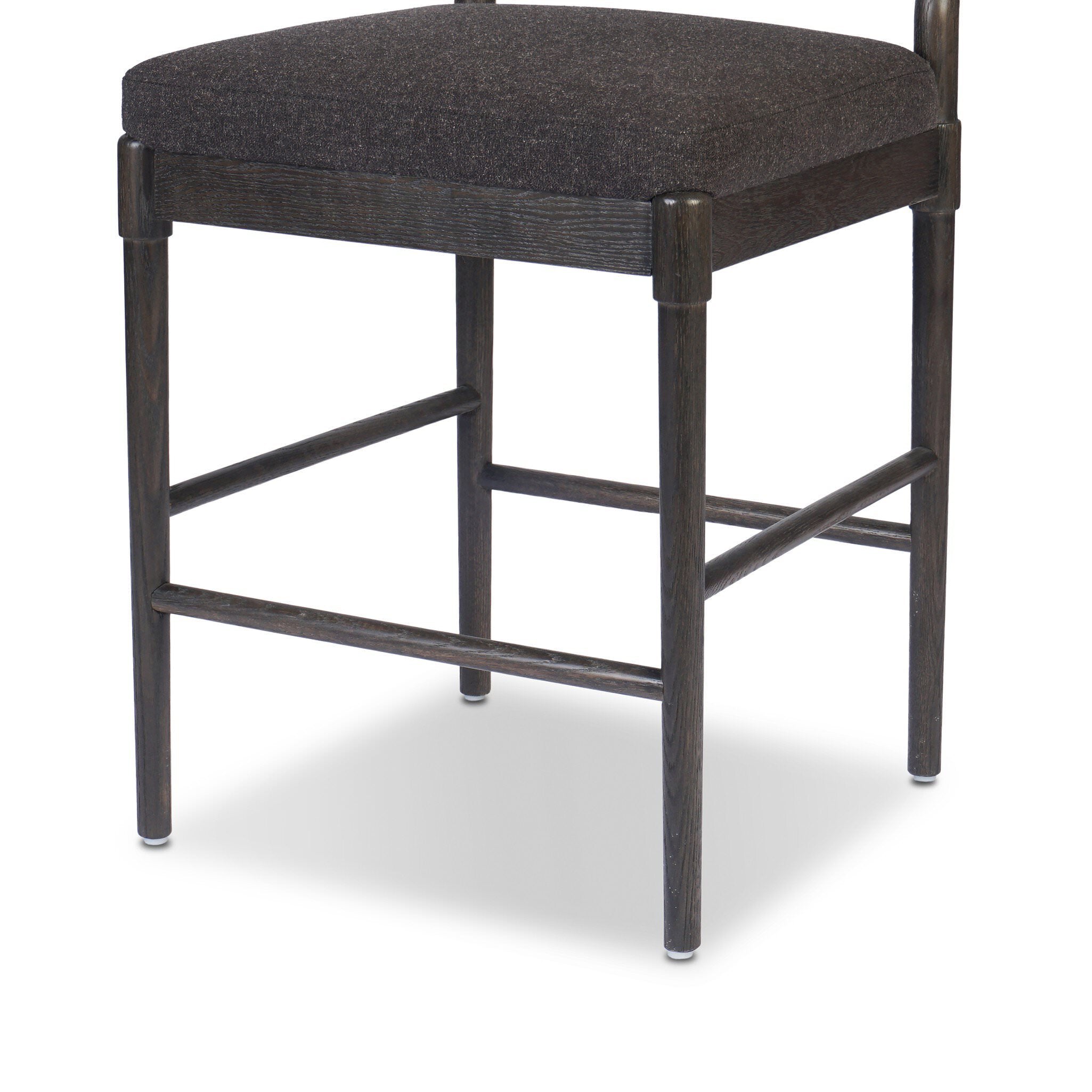 Close up of Four Hands Esther Counter Stool in Antwerp Noir on white background at Addison West.