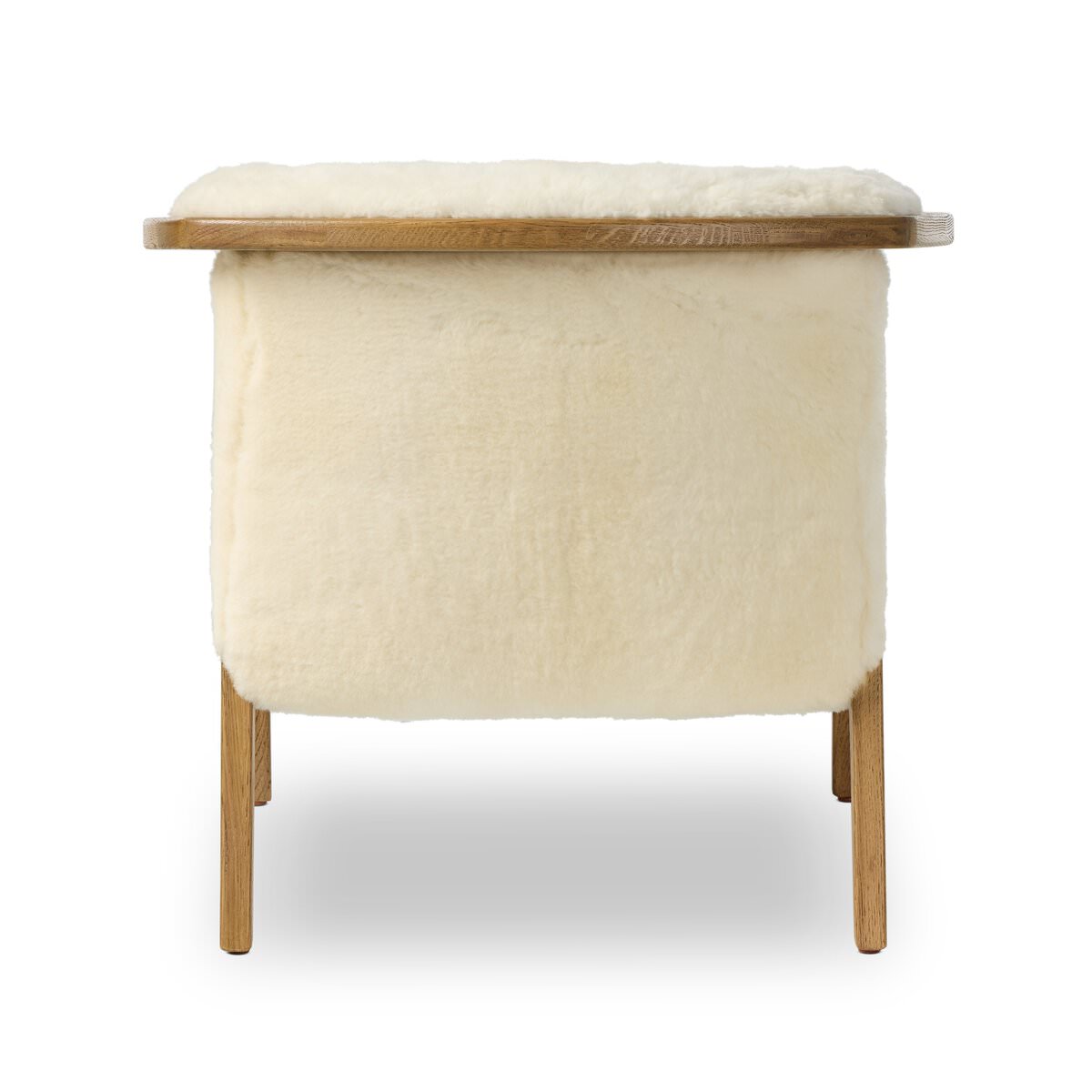 Back of Four Hands Fabian Chair in Cream Shearling on a white background at Addison West