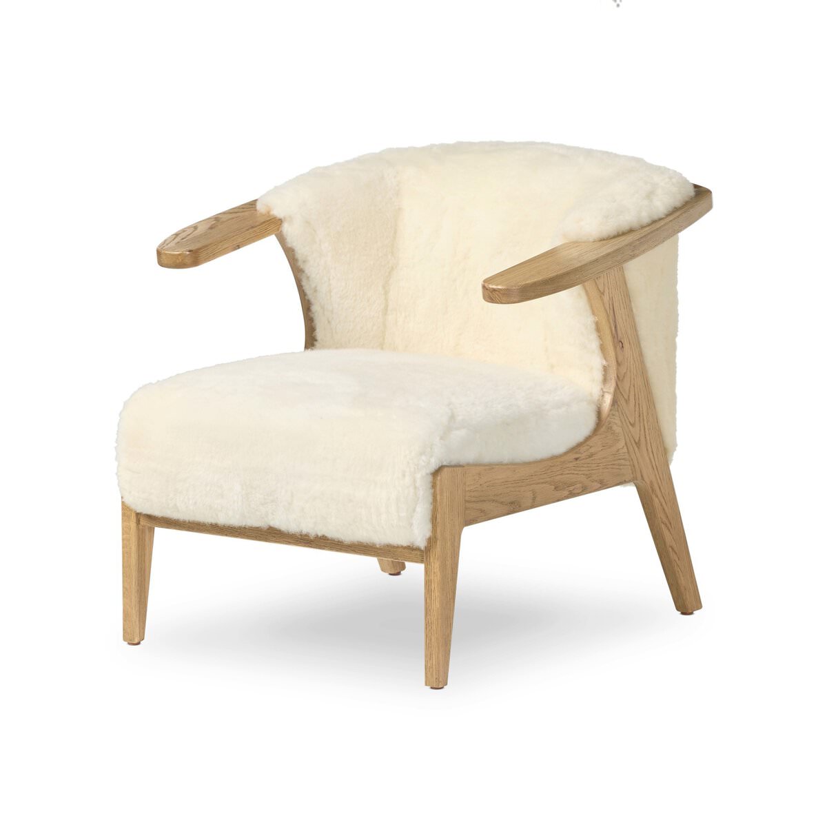 Four Hands Fabian Chair in Cream Shearling on a white background at Addison West