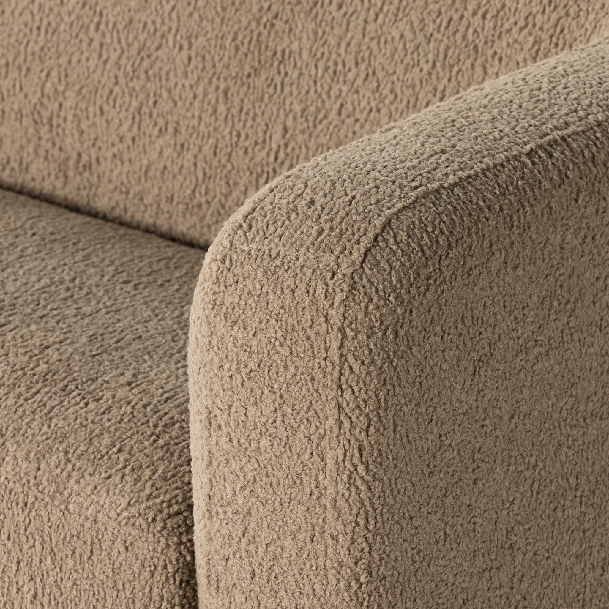 Four Hands Gidget Sofa in Sheepskin Camel on white background at Addison West.