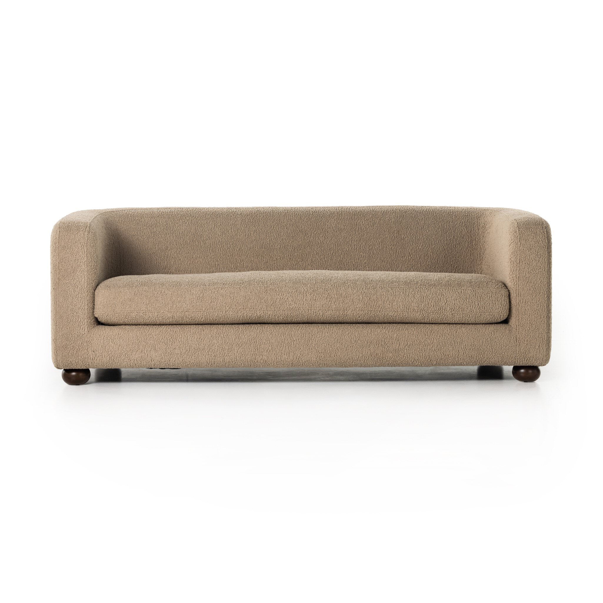 Four Hands Gidget Sofa in Sheepskin Camel on white background at Addison West.