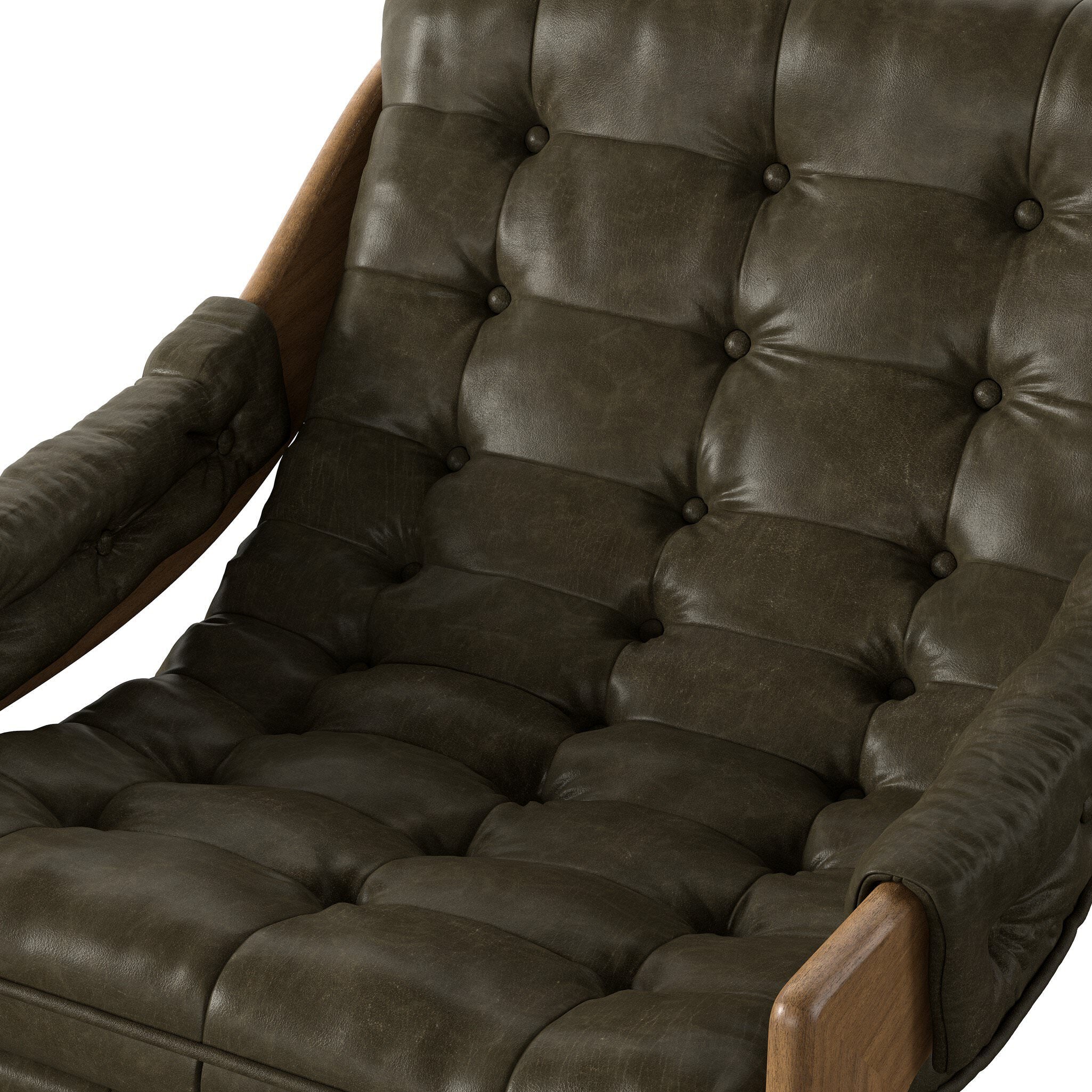 Four Hands Halston Chair in Dulane Moss on white background at Addison West.