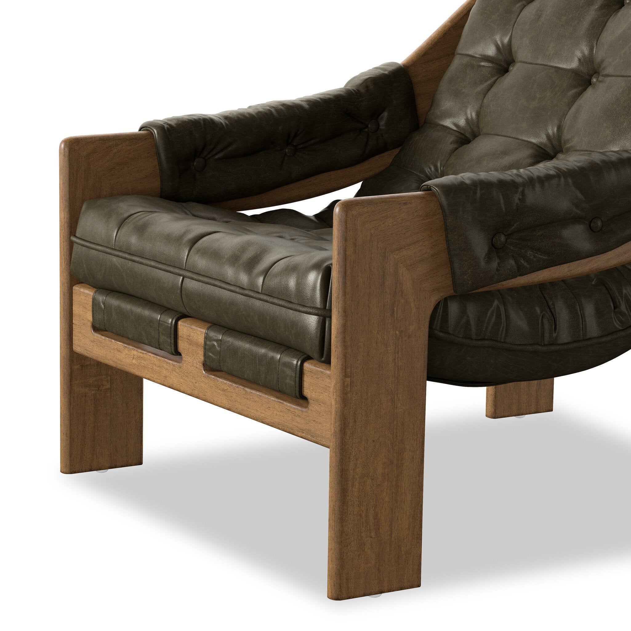 Four Hands Halston Chair in Dulane Moss on white background at Addison West.