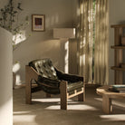 Four Hands Halston Chair in Dulane Moss in living room at Addison West.