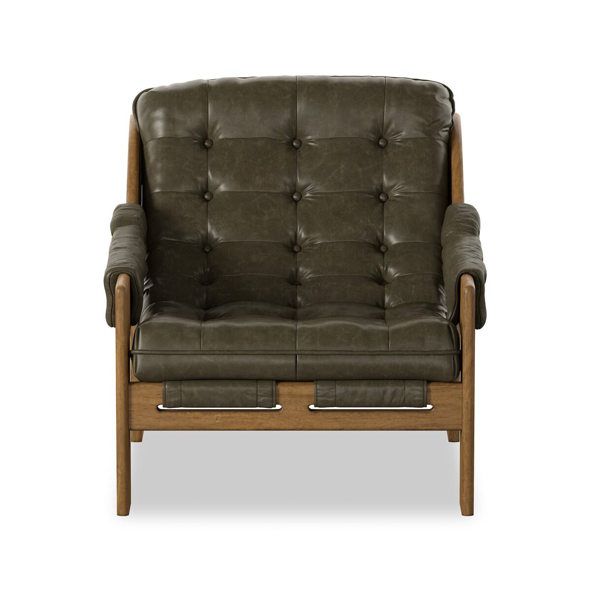 Four Hands Halston Chair in Dulane Moss on white background at Addison West.