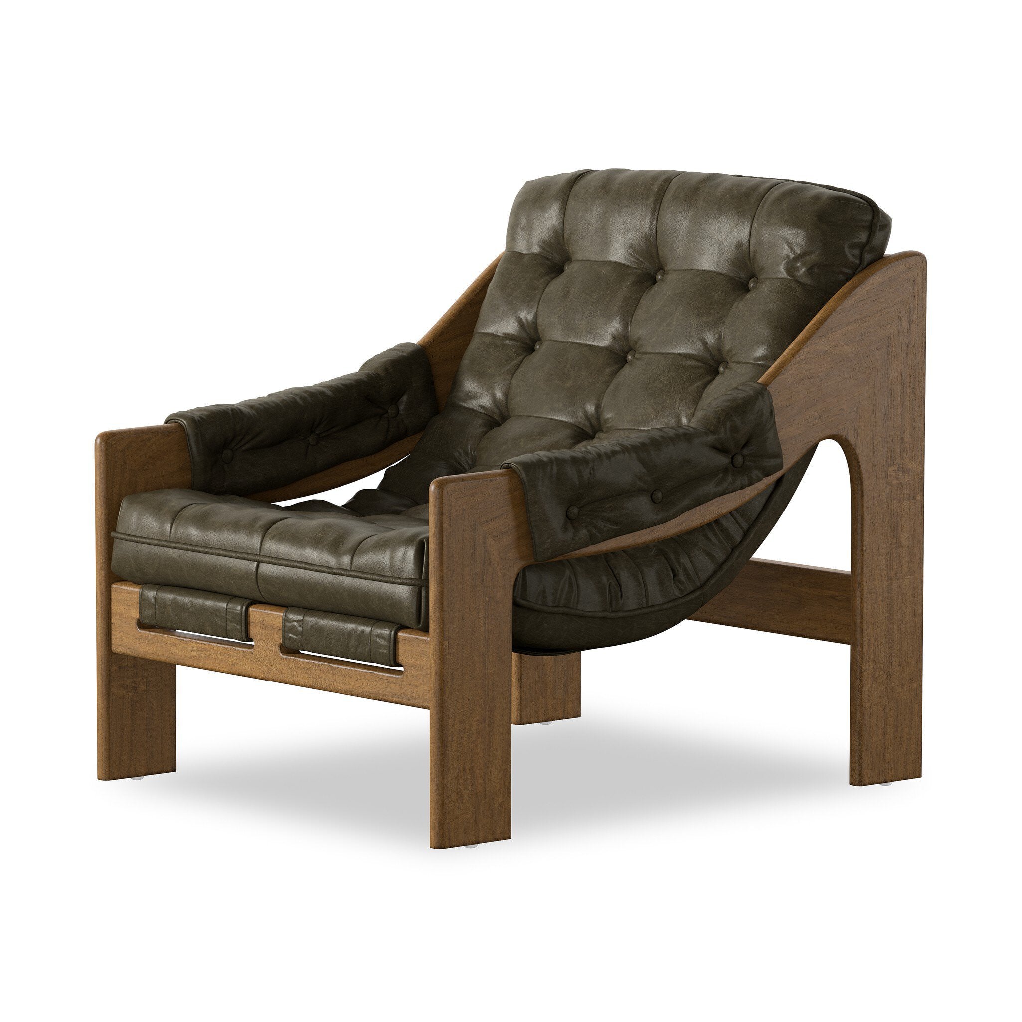 Four Hands Halston Chair in Dulane Moss on white background at Addison West.