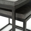 Four Hands furniture brand concrete and black steel Harlow Nesting End Tables on a white background