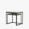 Four Hands furniture brand concrete and black steel Harlow Nesting End Tables on a white background