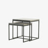 Four Hands furniture brand concrete and black steel Harlow Nesting End Tables on a white background