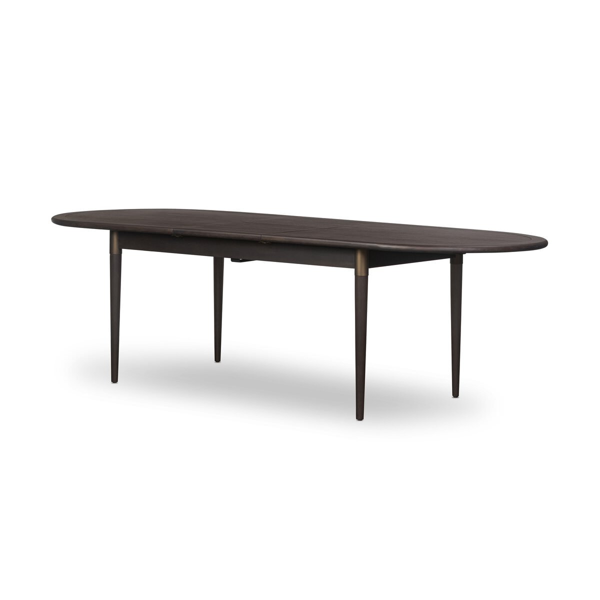 Four Hands Harper Oval Extension Dining Table 84-104" in Black Mango Veneer on a white background at Addison West